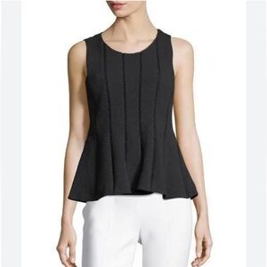 GORGEOUS REBECCA TAYLOR BLACK SLEEVELESS KNIT STYLE TOP SCALLOPED EDGE DETAILING